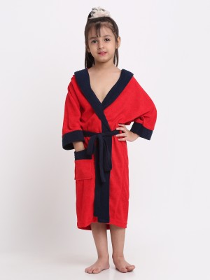 CREEVA Red & Navy XL Bath Robe(1 Kids Bathrobe, For: Baby Girls, Red & Navy)