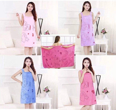 Manav Blue, Pink, Purple Free Size Bath Robe(Pack of 2 Bath Robe, For: Women, Blue, Pink, Purple)