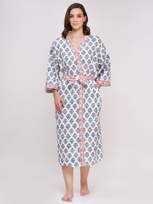 Poorak Blue Free Size Bath Robe(1 Bath Robe, For: Women, Blue)
