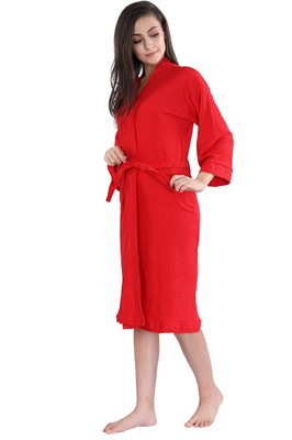 lacylook Red Large Bath Robe(1 Bath Robe, For: Women, Red)