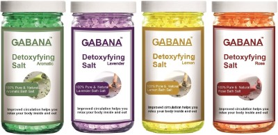 GABANA Aromatic, Lavender, Lemon & Rose Detoxifying Bath Salt (Each, 200g) Combo of 4(800 g)