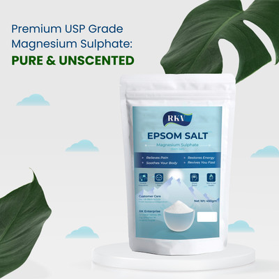RKV Epsom Bath Salt Crystals 450g | Natural Pain & Stress Relief, Detox Soak(450 g)