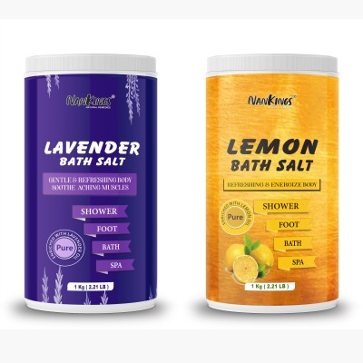 nankings Lavender And Lemon Bath Salt For Better Sleep, Foot Soak, Aching Muscles & Refreshing Body. (Each 1kg Combo Pack)(2000 g)