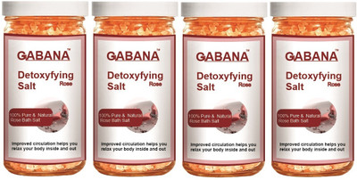 GABANA Detoxifying Rose Bath Salt- For Rehydrating & Refreshing Skin (200g) Pack of 4(800 g)