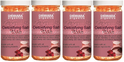 DONNARA organics Detoxifying Rose Bath Salt- For Rehydrating & Refreshing Skin (200g) Pack of 4(800 g)