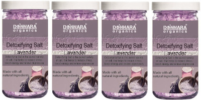 DONNARA organics Detoxifying Lavender Bath Salt for Relaxing & Rejuvenating (200g) Pack of 4(800 g)