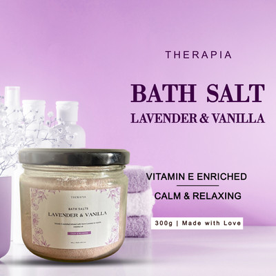 Therapia Lavender & Vanilla Bath Salt | Aromatherapy Soak for Sleep, Stress Relief(300 g)