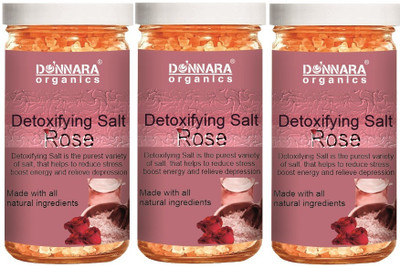 DONNARA organics Detoxifying Rose Bath Salt- For Rehydrating & Refreshing Skin (200g) Pack of 3(600 g)