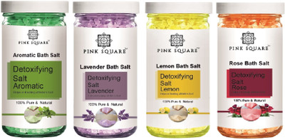 Pink Square Aromatic, Lavender, Lemon & Rose Bath Salt for Relaxing (200g) Pack of 4(600 g)