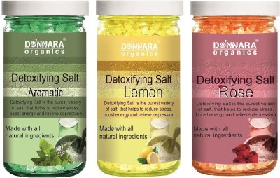 Donnara Organics Aromatic, Lemon & Rose Detoxifying Bath Salt, (Each, 200g) Combo of 3(600 g)
