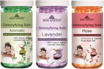 Bon Austin Aromatic, Lavender & Rose Detoxifying Bath Salt, (Each, 200g) Combo of 3(600 g)