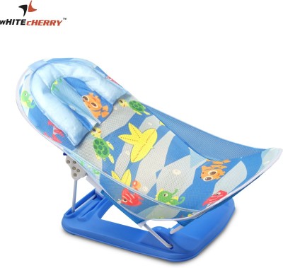 Whitecherry Baby Bather for Newborn and Infants, Adjustable, 0-6 Months BluePrinted Baby Bath Seat(Blue)