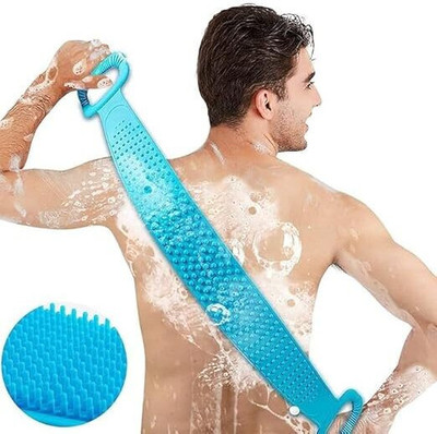 JASS Double Side Soft Silicon Stretchable Bath Belt Body Scrubber for Shower