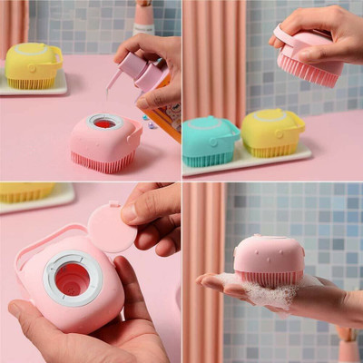 Manav Silicone Soft Bath Body Brush with Shampoo Dispenser 1.538