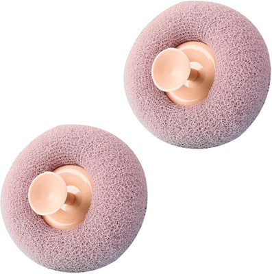 Vexton 2PC Round Body Bath Loofah for Bathing Sponge with Soft Silicone Massager