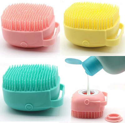 GLowcent Silicone Soft Bath Shower Brush Body Scrubber with Soap Dispenser G4