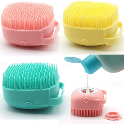 santsales Body Scrubber with Soap Dispenser Brush, Silicone Brushes, Soft Body Exfoliator