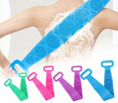 AMAZING STAR FASHION Silicon Bath Back Belt Scrubber Sponge Brush Loofah Double Sided Soft Bristles