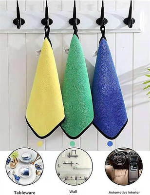WebDealz Heavy Double Sided Microfiber Cloth for Cleaning MCT30x3.246 Sponge Wipe(Medium, Pack of 3)