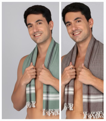 SHREEVISH Cotton 300 GSM Bath, Hair, Face, Hand Gamcha Set(Pack of 2)