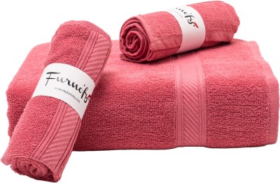Furnofy Cotton 450 GSM Bath, Hand Towel Set(Pack of 3)