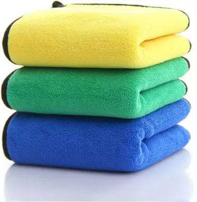 WebDealz Pack of 3 Heavy Double Sided Microfiber Cloth for Cleaning MCT30x3.270 Sponge Wipe(Regular)