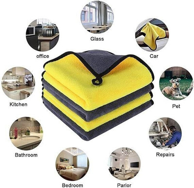 WebDealz Heavy Double Sided Microfiber Cloth for Cleaning MCT30x2.313 Sponge Wipe(Regular, Pack of 2)