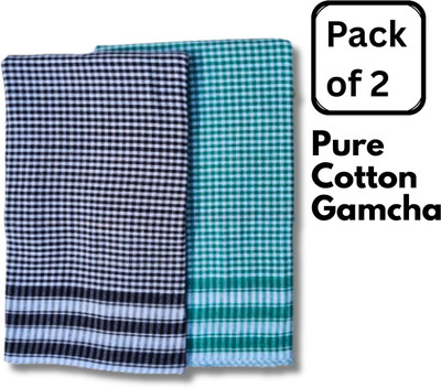 SHREEVISH Cotton 300 GSM Bath Gamcha Set(Pack of 2)