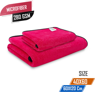 SOFTSPUN Microfiber 280 GSM Bath Towel Set(Pack of 2)