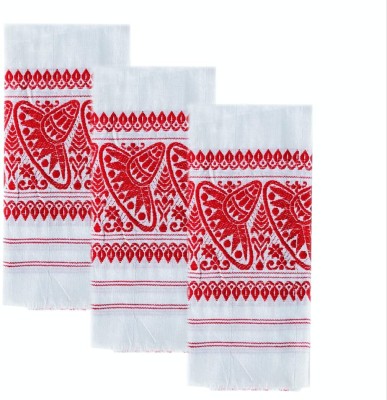 Namal Poly Cotton Embroidered Men, Women Shawl(Red, White)