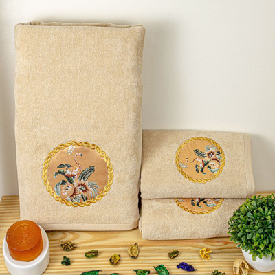 RANGOLI Cotton 450 GSM Bath, Hand Towel Set(Pack of 3)