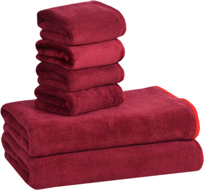 Cotton Bolls Textiles Microfiber 340 GSM Bath Towel Set(Pack of 6)