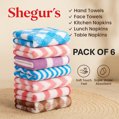 shegur's Microfiber 300 GSM Hand, Face Towel(Pack of 6)