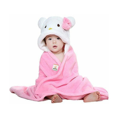 BRANDONN White, Pink Free Size Bath Robe(Bath Robe, For: Baby Boys & Baby Girls, White, Pink)