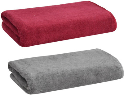 Cotton Bolls Textiles Microfiber 300 GSM Bath Towel Set(Pack of 2)