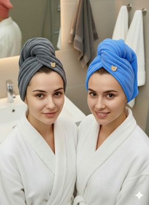 KJ enterprise Microfiber 280 GSM Hair Towel Set(Pack of 2)