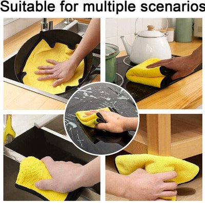 WebDealz Heavy Double Sided Microfiber Cloth for Cleaning MCT30x4.68 Sponge Wipe(Medium, Pack of 4)