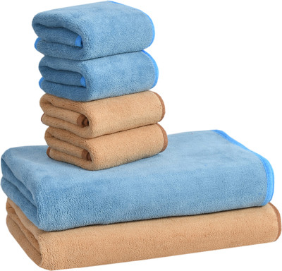 Cotton Bolls Textiles Microfiber 340 GSM Bath Towel Set(Pack of 6)
