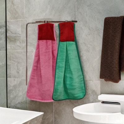 Cotton Bolls Textiles Microfiber 300 GSM Hand Towel Set(Pack of 2)