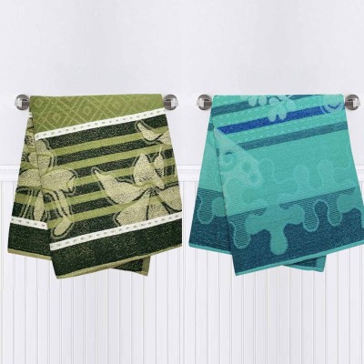 Feather Green Cotton 200 GSM Bath Towel Set(Pack of 2)