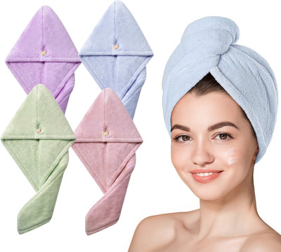 YELLOW WEAVES Microfiber 300 GSM Hair Towel Set(Pack of 4)