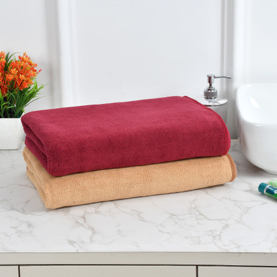 Cotton Bolls Textiles Microfiber 300 GSM Bath Towel Set(Pack of 2)