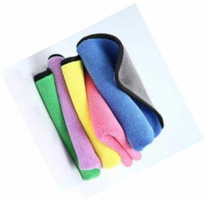 Manav Pack of 5 Heavy Double Sided Microfiber Cloth for Cleaning MCT30x5.92 Sponge Wipe(Medium)