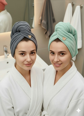 KJ enterprise Microfiber 280 GSM Hair Towel Set(Pack of 2)