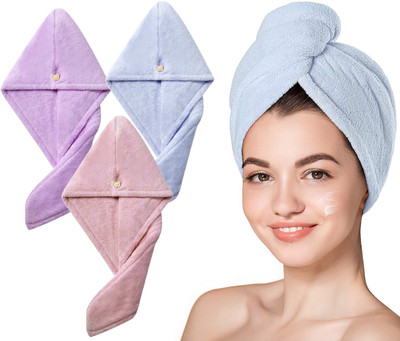 YELLOW WEAVES Microfiber 300 GSM Hair Towel Set(Pack of 3)