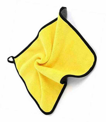Shreejee Microfiber Vehicle Cleaning Cloth 550GSM pack of 1 YELLOW AND GREY Cloth Napkins