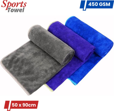 MICROSHINE Microfiber 450 GSM Sport, Face Towel Set(Pack of 3)