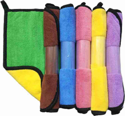 WebDealz Heavy Double Sided Microfiber Cloth for Cleaning MCT30x5.102 Sponge Wipe(Medium, Pack of 5)