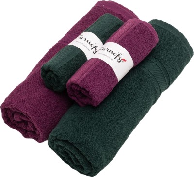 Furnofy Cotton 450 GSM Bath, Hand Towel Set(Pack of 4)