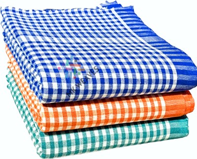 Mk weaves Cotton 300 GSM Bath Gamcha Set(Pack of 3)